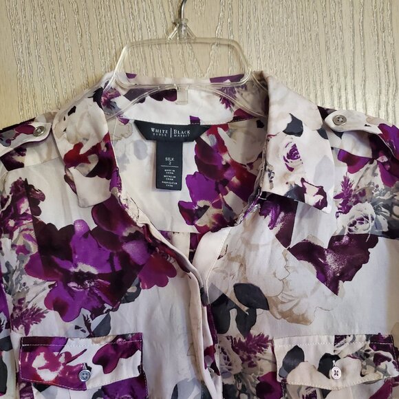 White House Black Market Sheer Silk Blouse - Picture 2 of 7